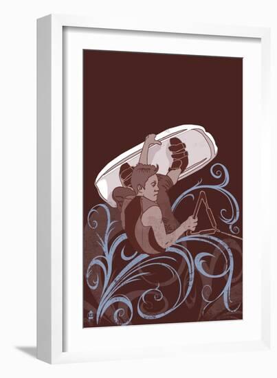 Wakeboarder - Stylized-Lantern Press-Framed Art Print