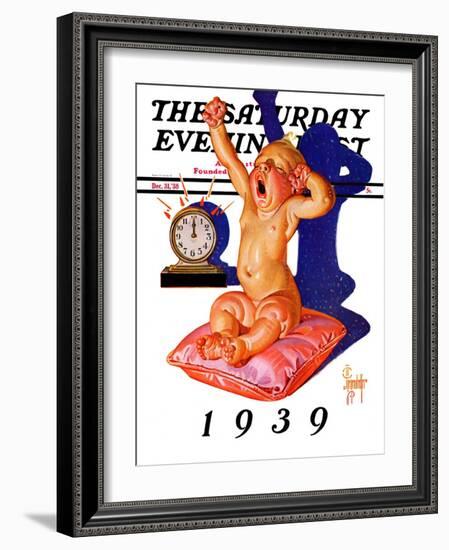 "Waking to the New Year," Saturday Evening Post Cover, December 31, 1938-Joseph Christian Leyendecker-Framed Giclee Print