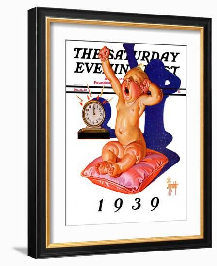 "Waking to the New Year," Saturday Evening Post Cover, December 31, 1938-Joseph Christian Leyendecker-Framed Giclee Print