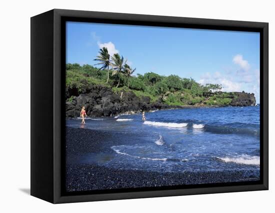 Walanapanapa Black Sand Beach, Hana Coast, Maui, Hawaii, Hawaiian Islands, USA-Alison Wright-Framed Premier Image Canvas