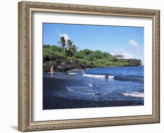 Walanapanapa Black Sand Beach, Hana Coast, Maui, Hawaii, Hawaiian Islands, USA-Alison Wright-Framed Photographic Print