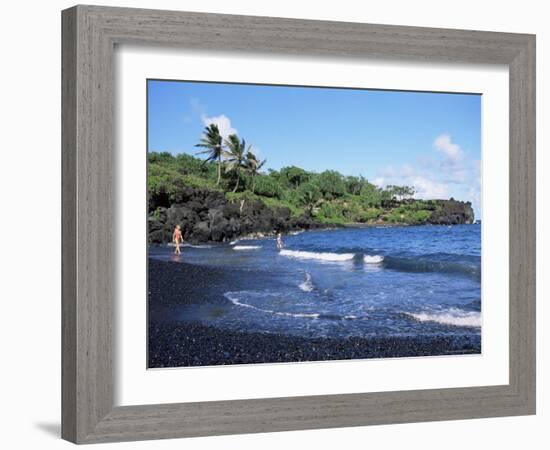 Walanapanapa Black Sand Beach, Hana Coast, Maui, Hawaii, Hawaiian Islands, USA-Alison Wright-Framed Photographic Print