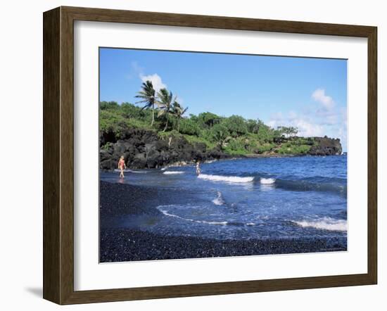 Walanapanapa Black Sand Beach, Hana Coast, Maui, Hawaii, Hawaiian Islands, USA-Alison Wright-Framed Photographic Print