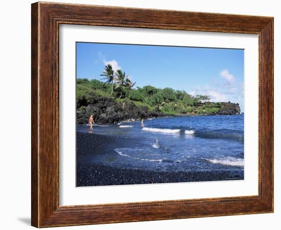 Walanapanapa Black Sand Beach, Hana Coast, Maui, Hawaii, Hawaiian Islands, USA-Alison Wright-Framed Photographic Print