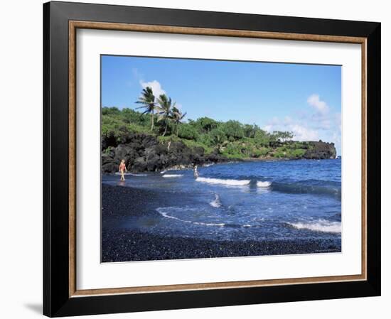 Walanapanapa Black Sand Beach, Hana Coast, Maui, Hawaii, Hawaiian Islands, USA-Alison Wright-Framed Photographic Print