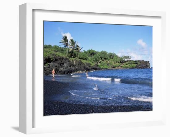 Walanapanapa Black Sand Beach, Hana Coast, Maui, Hawaii, Hawaiian Islands, USA-Alison Wright-Framed Photographic Print