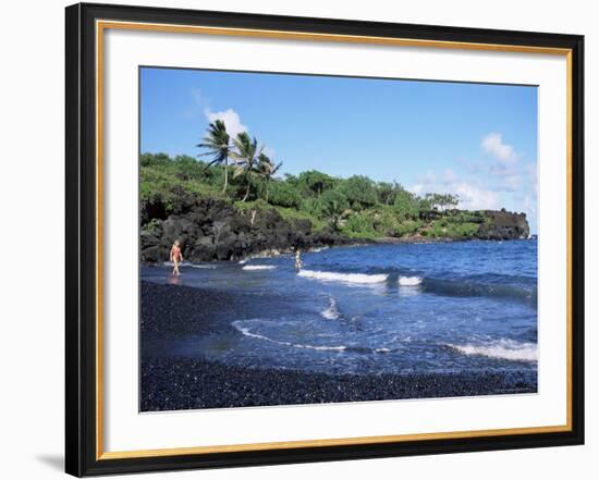 Walanapanapa Black Sand Beach, Hana Coast, Maui, Hawaii, Hawaiian Islands, USA-Alison Wright-Framed Photographic Print