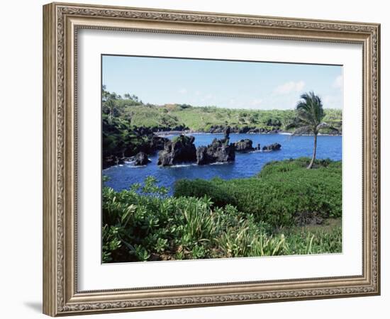 Walanapanapa Black Sand Beach, Hana Coast, Maui, Hawaii, Hawaiian Islands, USA-Alison Wright-Framed Photographic Print