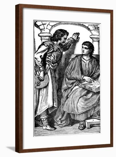 Waldenses Missionary and Troubador Showing His Vernacular Bible, C1170-null-Framed Giclee Print