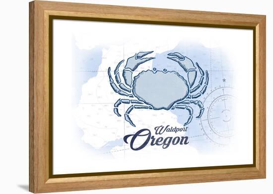 Waldport, Oregon - Crab - Blue - Coastal Icon-Lantern Press-Framed Stretched Canvas