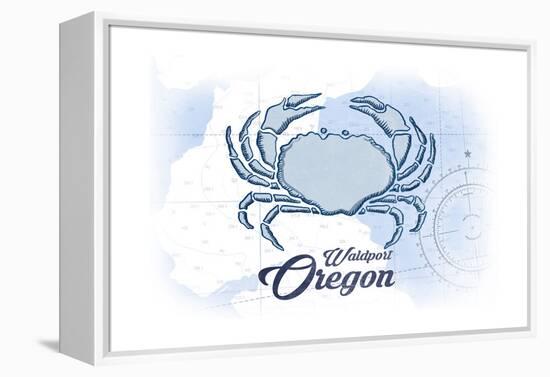 Waldport, Oregon - Crab - Blue - Coastal Icon-Lantern Press-Framed Stretched Canvas