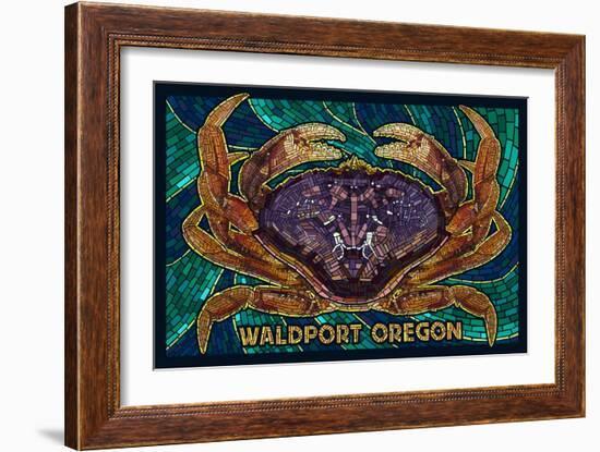 Waldport, Oregon - Dungeness Crab Mosaic-Lantern Press-Framed Art Print