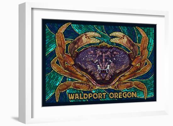 Waldport, Oregon - Dungeness Crab Mosaic-Lantern Press-Framed Art Print
