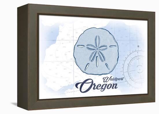 Waldport, Oregon - Sand Dollar - Blue - Coastal Icon-Lantern Press-Framed Stretched Canvas