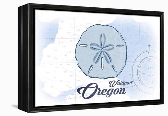 Waldport, Oregon - Sand Dollar - Blue - Coastal Icon-Lantern Press-Framed Stretched Canvas