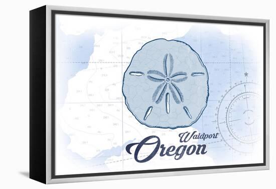 Waldport, Oregon - Sand Dollar - Blue - Coastal Icon-Lantern Press-Framed Stretched Canvas