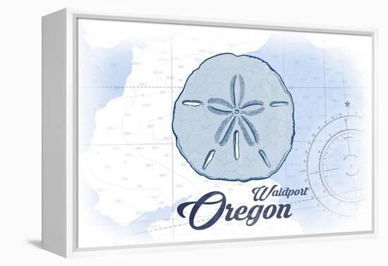 Waldport, Oregon - Sand Dollar - Blue - Coastal Icon-Lantern Press-Framed Stretched Canvas