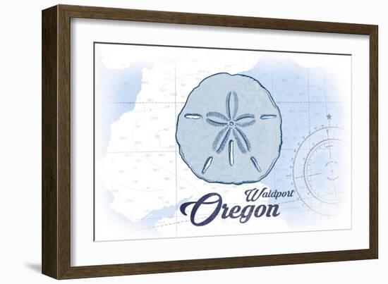 Waldport, Oregon - Sand Dollar - Blue - Coastal Icon-Lantern Press-Framed Art Print