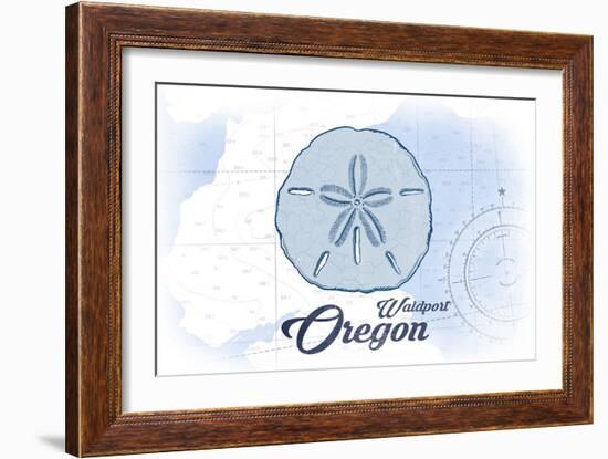 Waldport, Oregon - Sand Dollar - Blue - Coastal Icon-Lantern Press-Framed Art Print