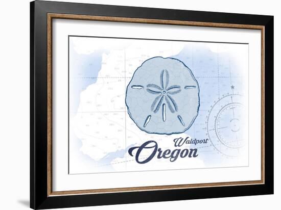 Waldport, Oregon - Sand Dollar - Blue - Coastal Icon-Lantern Press-Framed Art Print