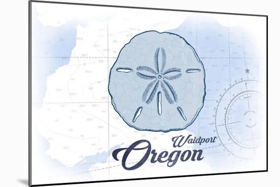 Waldport, Oregon - Sand Dollar - Blue - Coastal Icon-Lantern Press-Mounted Art Print