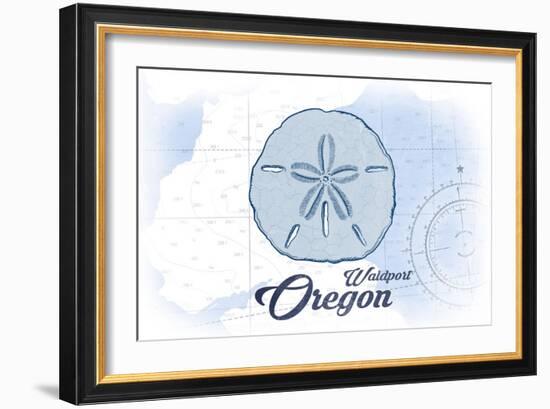 Waldport, Oregon - Sand Dollar - Blue - Coastal Icon-Lantern Press-Framed Art Print