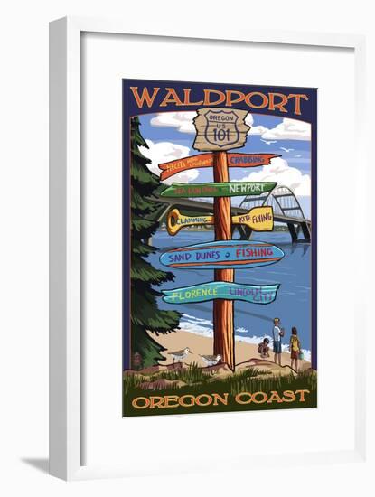 Waldport, Oregon - Sign Destinations-Lantern Press-Framed Art Print