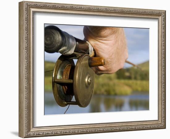 Wales, Conwy, Trout Fishing at a Hill Lake in North Wales, UK-John Warburton-lee-Framed Photographic Print