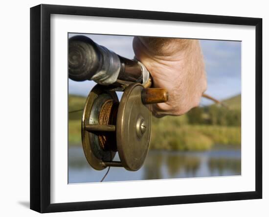 Wales, Conwy, Trout Fishing at a Hill Lake in North Wales, UK-John Warburton-lee-Framed Photographic Print