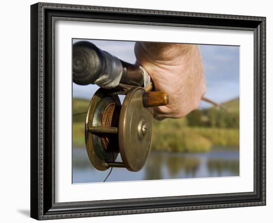 Wales, Conwy, Trout Fishing at a Hill Lake in North Wales, UK-John Warburton-lee-Framed Photographic Print