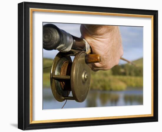 Wales, Conwy, Trout Fishing at a Hill Lake in North Wales, UK-John Warburton-lee-Framed Photographic Print