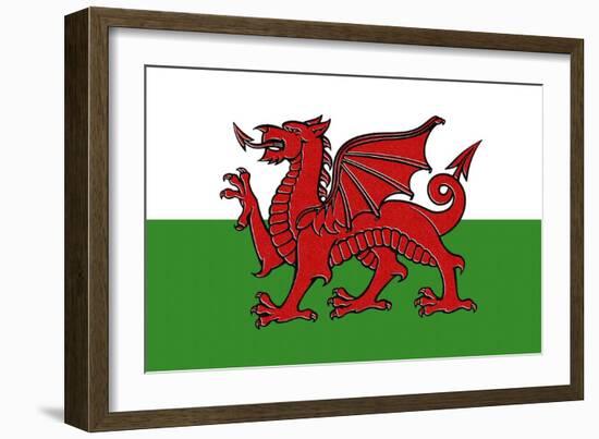 Wales Country Flag - Letterpress-Lantern Press-Framed Art Print