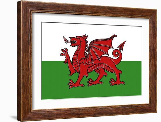 Wales Country Flag - Letterpress-Lantern Press-Framed Art Print