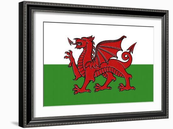 Wales Country Flag - Letterpress-Lantern Press-Framed Art Print