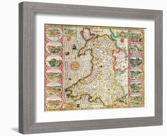 Wales, engraved by Jodocus Hondius-John Speed-Framed Giclee Print