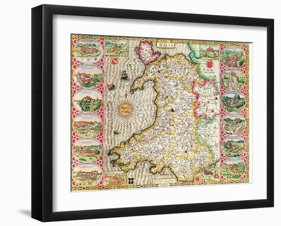 Wales, engraved by Jodocus Hondius-John Speed-Framed Giclee Print