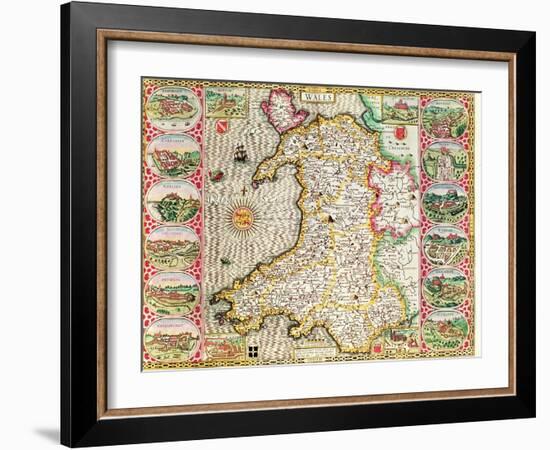 Wales, engraved by Jodocus Hondius-John Speed-Framed Giclee Print