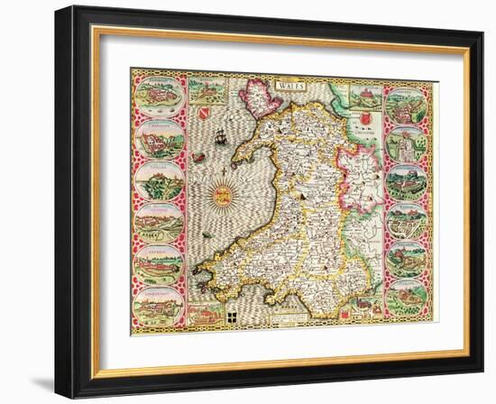 Wales, engraved by Jodocus Hondius-John Speed-Framed Giclee Print