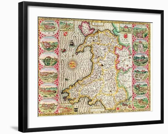 Wales, engraved by Jodocus Hondius-John Speed-Framed Giclee Print