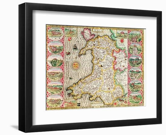 Wales, engraved by Jodocus Hondius-John Speed-Framed Giclee Print