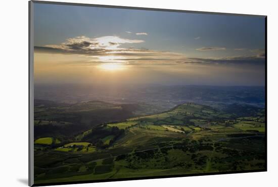 Wales landscape with setting sun-Charles Bowman-Mounted Photographic Print