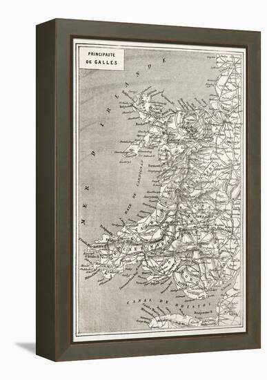 Wales Old Map. Created By Erhard And Duguay-Trouin, Published On Le Tour Du Monde, Paris, 1867-marzolino-Framed Stretched Canvas