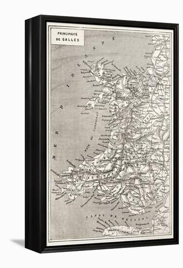 Wales Old Map. Created By Erhard And Duguay-Trouin, Published On Le Tour Du Monde, Paris, 1867-marzolino-Framed Stretched Canvas