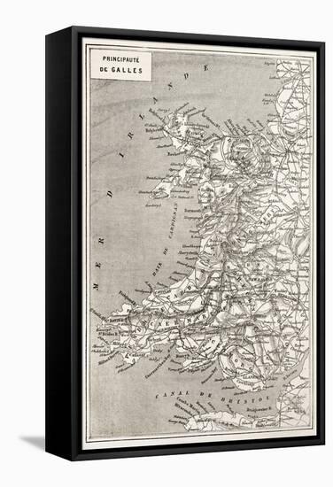 Wales Old Map. Created By Erhard And Duguay-Trouin, Published On Le Tour Du Monde, Paris, 1867-marzolino-Framed Stretched Canvas