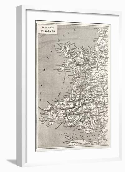 Wales Old Map. Created By Erhard And Duguay-Trouin, Published On Le Tour Du Monde, Paris, 1867-marzolino-Framed Premium Giclee Print