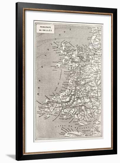 Wales Old Map. Created By Erhard And Duguay-Trouin, Published On Le Tour Du Monde, Paris, 1867-marzolino-Framed Premium Giclee Print