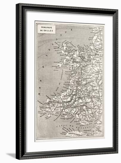 Wales Old Map. Created By Erhard And Duguay-Trouin, Published On Le Tour Du Monde, Paris, 1867-marzolino-Framed Art Print