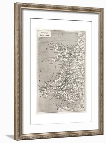 Wales Old Map. Created By Erhard And Duguay-Trouin, Published On Le Tour Du Monde, Paris, 1867-marzolino-Framed Art Print