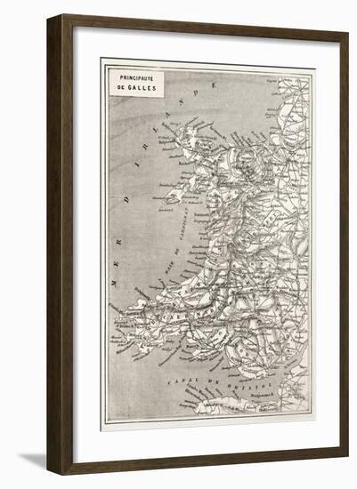 Wales Old Map. Created By Erhard And Duguay-Trouin, Published On Le Tour Du Monde, Paris, 1867-marzolino-Framed Art Print