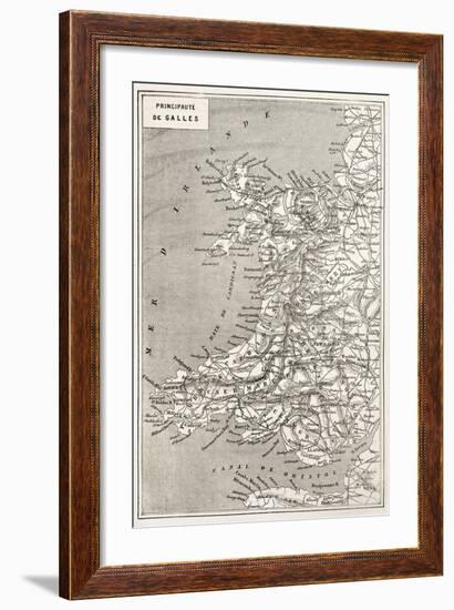 Wales Old Map. Created By Erhard And Duguay-Trouin, Published On Le Tour Du Monde, Paris, 1867-marzolino-Framed Art Print